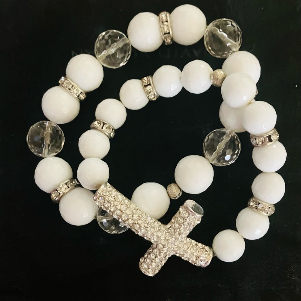 Glass beads and rhinestone cross